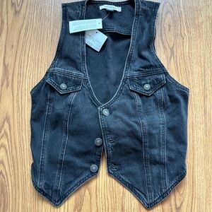 American Eagle Dark Wash Denim Vest